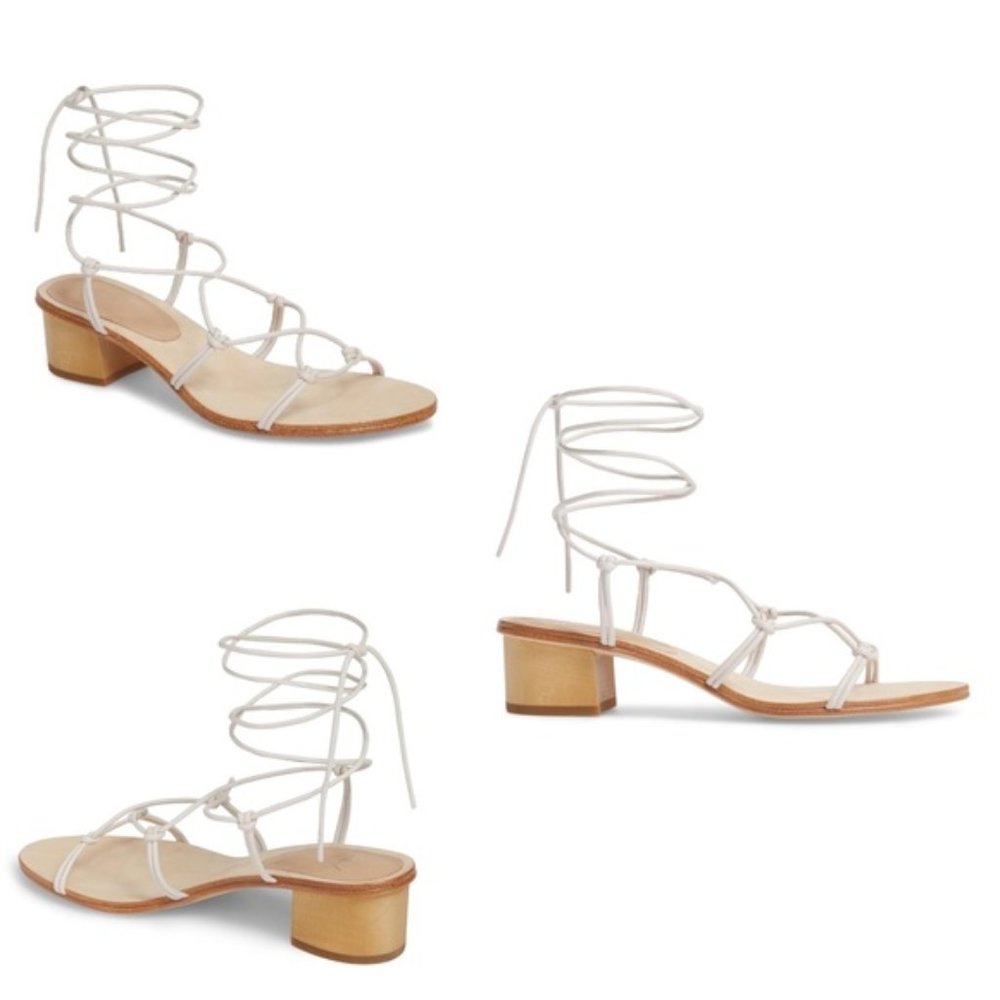 JULES ANKLE TIE IVORY SANDALS